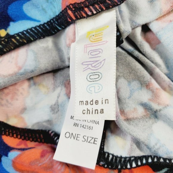 LuLaRoe Leggings Black Blue Pink Yellow Purple Floral One Size OS‎ - Picture 4 of 11